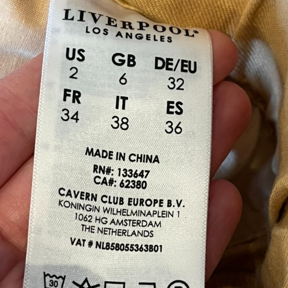 Liverpool Los Angeles Women's Yellow Linen Cargo Pants Size 2/26 Drawstring Crop - Picture 7 of 10